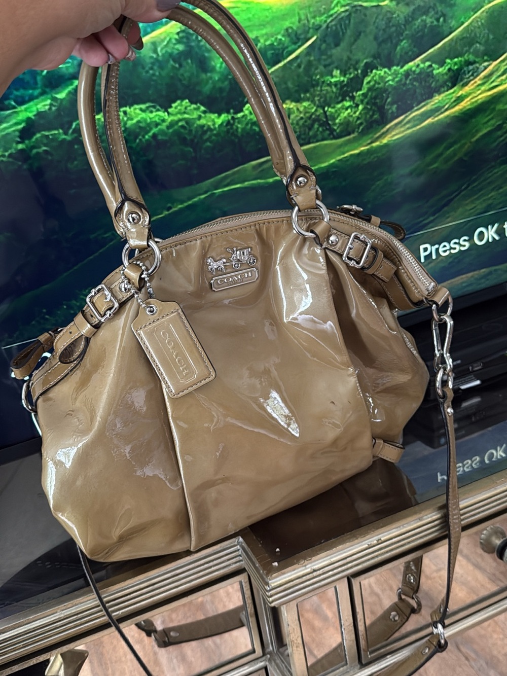 Coach Olive-Tan Leather Shoulder Bag